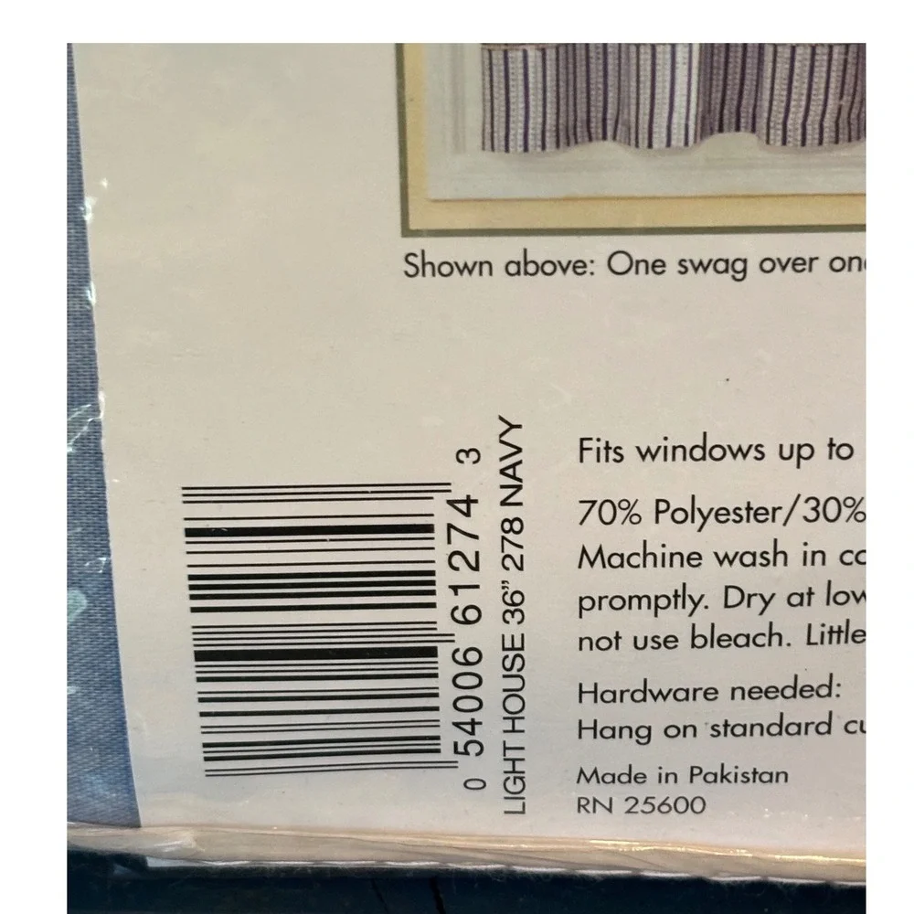 NEW AchimLighthouse Navy Blue Tier Swag Set Nautical  Curtains 36in Tier